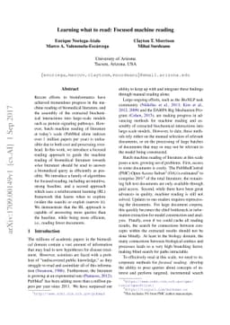 Learning what to read: Focused machine reading
