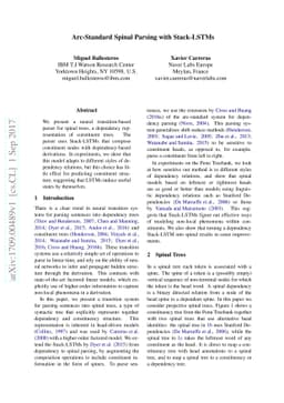 Arc-Standard Spinal Parsing with Stack-LSTMs
