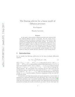 The Dantzig selector for a linear model of diffusion processes