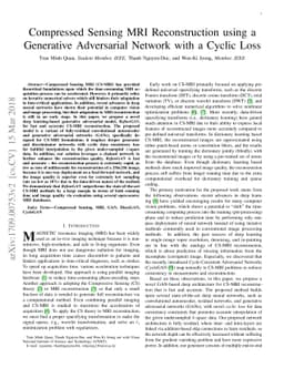 Compressed Sensing MRI Reconstruction using a Generative Adversarial
  Network with a Cyclic Loss