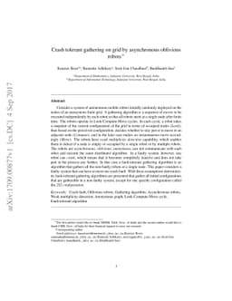 Crash tolerant gathering on grid by asynchronous oblivious robots