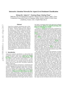 Interactive Attention Networks for Aspect-Level Sentiment Classification