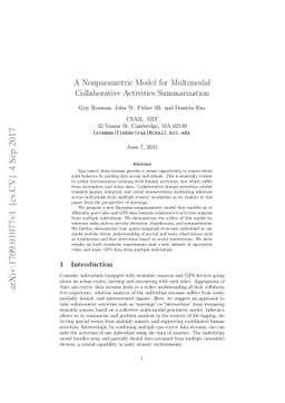 A Nonparametric Model for Multimodal Collaborative Activities
  Summarization