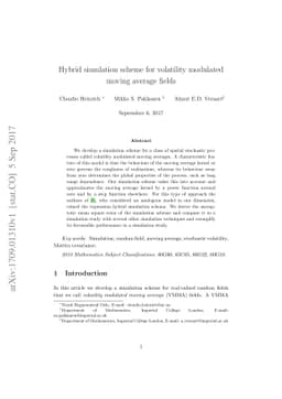 Hybrid simulation scheme for volatility modulated moving average fields