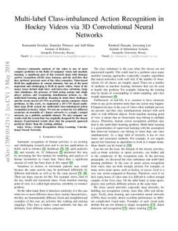 Multi-label Class-imbalanced Action Recognition in Hockey Videos via 3D
  Convolutional Neural Networks