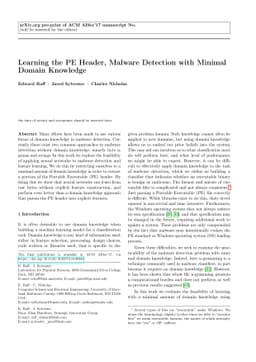 Learning the PE Header, Malware Detection with Minimal Domain Knowledge