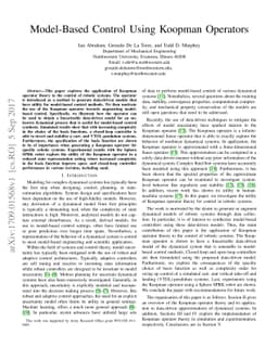 Model-Based Control Using Koopman Operators