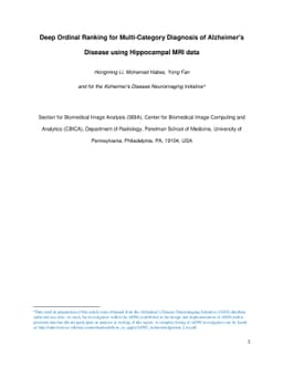 Deep Ordinal Ranking for Multi-Category Diagnosis of Alzheimer's Disease
  using Hippocampal MRI data