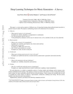 Deep Learning Techniques for Music Generation -- A Survey