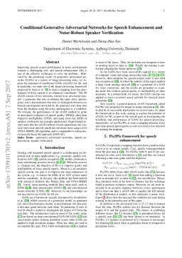 Conditional Generative Adversarial Networks for Speech Enhancement and
  Noise-Robust Speaker Verification