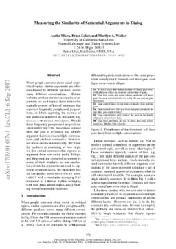 Measuring the Similarity of Sentential Arguments in Dialog