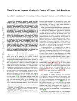 Visual Cues to Improve Myoelectric Control of Upper Limb Prostheses