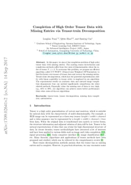 Completion of High Order Tensor Data with Missing Entries via
  Tensor-train Decomposition