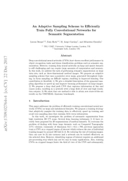 An Adaptive Sampling Scheme to Efficiently Train Fully Convolutional
  Networks for Semantic Segmentation