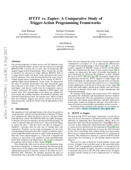 IFTTT vs. Zapier: A Comparative Study of Trigger-Action Programming
  Frameworks
