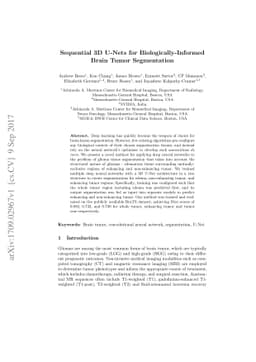 Sequential 3D U-Nets for Biologically-Informed Brain Tumor Segmentation