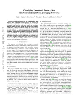 Classifying Unordered Feature Sets with Convolutional Deep Averaging
  Networks