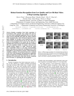 Robust Emotion Recognition from Low Quality and Low Bit Rate Video: A
  Deep Learning Approach