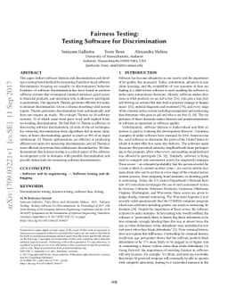 Fairness Testing: Testing Software for Discrimination