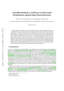Ensemble Methods as a Defense to Adversarial Perturbations Against Deep
  Neural Networks