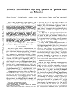 Automatic Differentiation of Rigid Body Dynamics for Optimal Control and
  Estimation