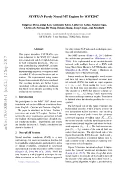 SYSTRAN Purely Neural MT Engines for WMT2017