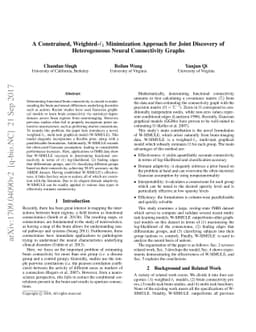 A Constrained, Weighted-L1 Minimization Approach for Joint Discovery of
  Heterogeneous Neural Connectivity Graphs