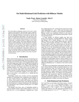 On Multi-Relational Link Prediction with Bilinear Models