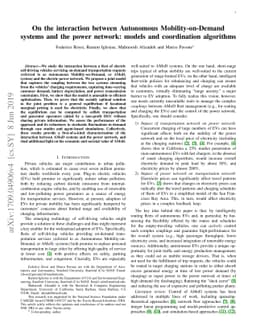 On the interaction between Autonomous Mobility-on-Demand systems and the
  power network: models and coordination algorithms