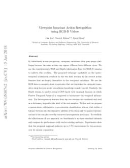Viewpoint Invariant Action Recognition using RGB-D Videos