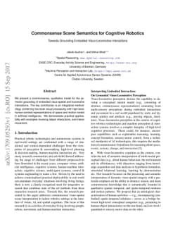 Commonsense Scene Semantics for Cognitive Robotics: Towards Grounding
  Embodied Visuo-Locomotive Interactions