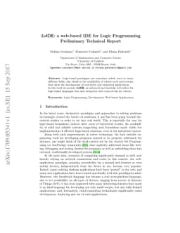 LoIDE: a web-based IDE for Logic Programming - Preliminary Technical
  Report