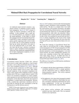 Minimal Effort Back Propagation for Convolutional Neural Networks