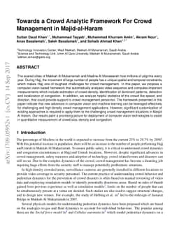 Towards a Crowd Analytic Framework For Crowd Management in
  Majid-al-Haram