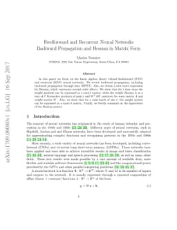 Feedforward and Recurrent Neural Networks Backward Propagation and
  Hessian in Matrix Form