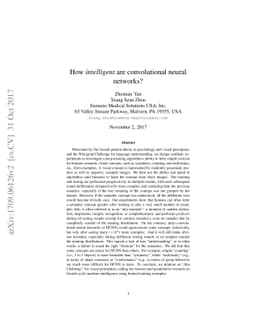 How intelligent are convolutional neural networks?