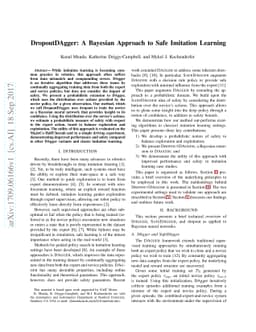 DropoutDAgger: A Bayesian Approach to Safe Imitation Learning
