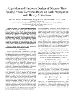 Algorithm and Hardware Design of Discrete-Time Spiking Neural Networks
  Based on Back Propagation with Binary Activations