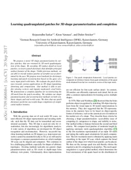 Learning quadrangulated patches for 3D shape parameterization and
  completion