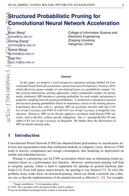 Structured Probabilistic Pruning for Convolutional Neural Network
  Acceleration