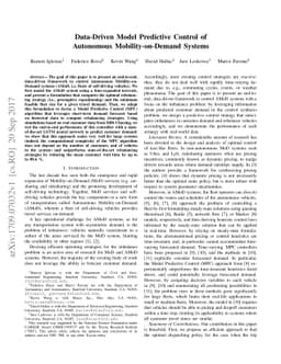 Data-Driven Model Predictive Control of Autonomous Mobility-on-Demand
  Systems