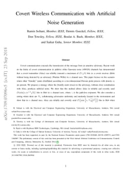 Covert Wireless Communication with Artificial Noise Generation