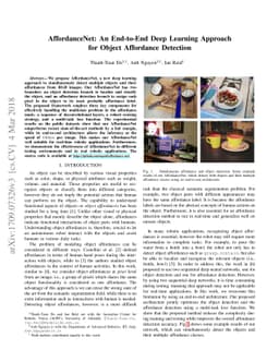 AffordanceNet: An End-to-End Deep Learning Approach for Object
  Affordance Detection