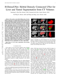 H-DenseUNet: Hybrid Densely Connected UNet for Liver and Tumor
  Segmentation from CT Volumes