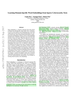 Learning Domain-Specific Word Embeddings from Sparse Cybersecurity Texts