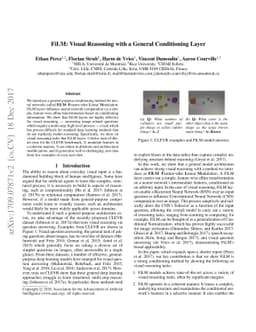 FiLM: Visual Reasoning with a General Conditioning Layer