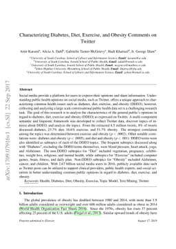 Characterizing Diabetes, Diet, Exercise, and Obesity Comments on Twitter
