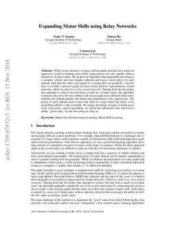 Expanding Motor Skills through Relay Neural Networks
