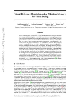 Visual Reference Resolution using Attention Memory for Visual Dialog