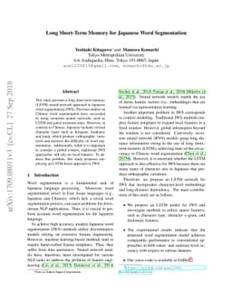 Long Short-Term Memory for Japanese Word Segmentation